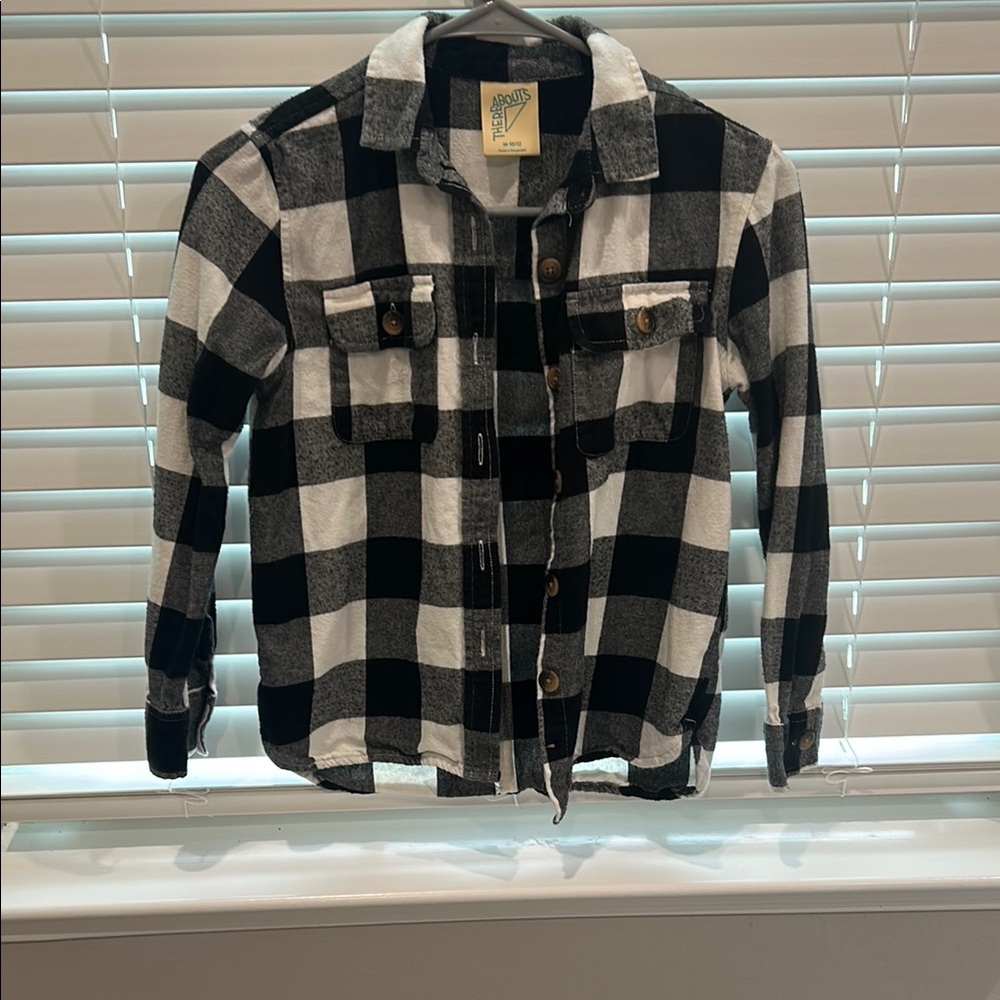 Black and White Plaid Button-Up Shirt